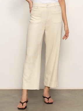 Soft Marine Wide Leg Standard Rise Crop Pant Macrame Polyester fabric AdjustableTabs