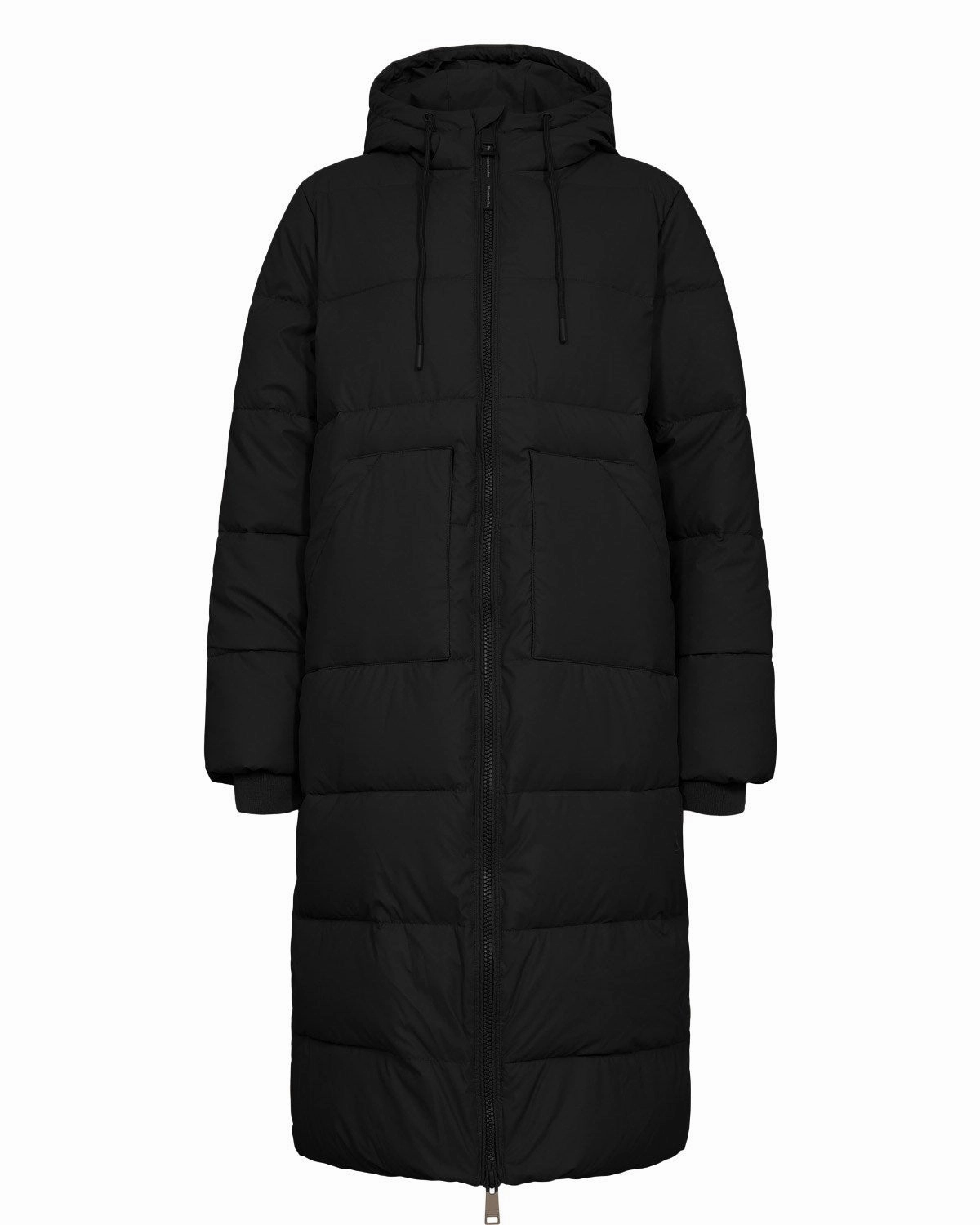 NUBIRRA LONG JACKET - Caviar Water Resistant Design Layered Neckline