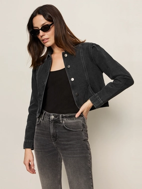 Stress - relieving Denim Jacket Washed Black Denim Surprise Denim Jacket Washed Black Denim