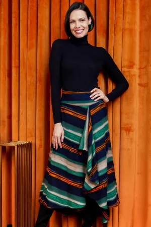 Stretch Material Midi Fleece Skirt Midi Fleece Skirt Hand Stitched