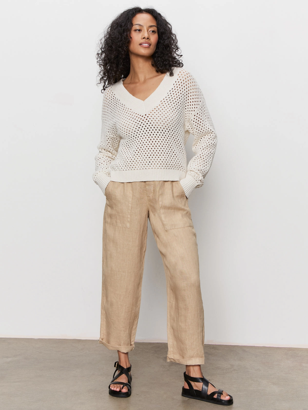 Classic Casual Crisp Texture Airy Openwork Sweater Macrame