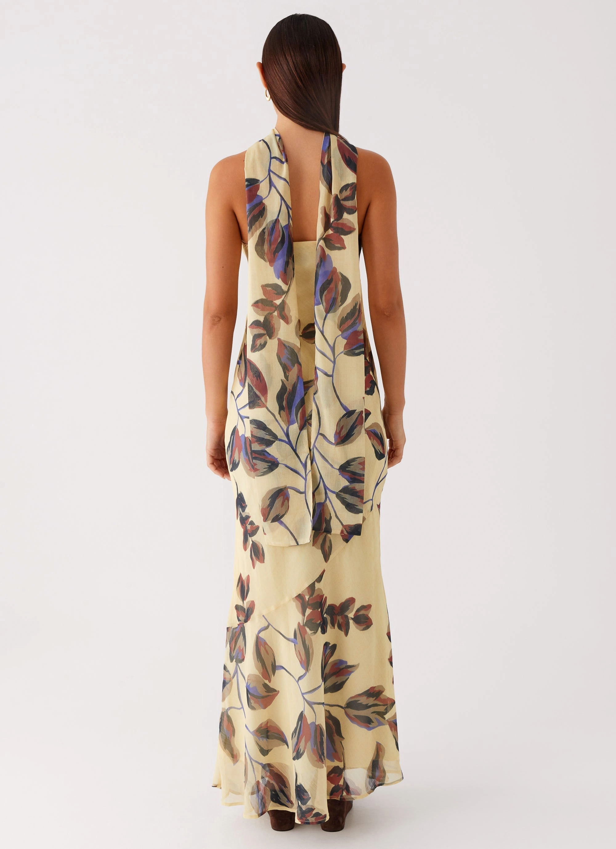 Ready Anytime Under The Pagoda Maxi Dress - Buttercream Leaf Print