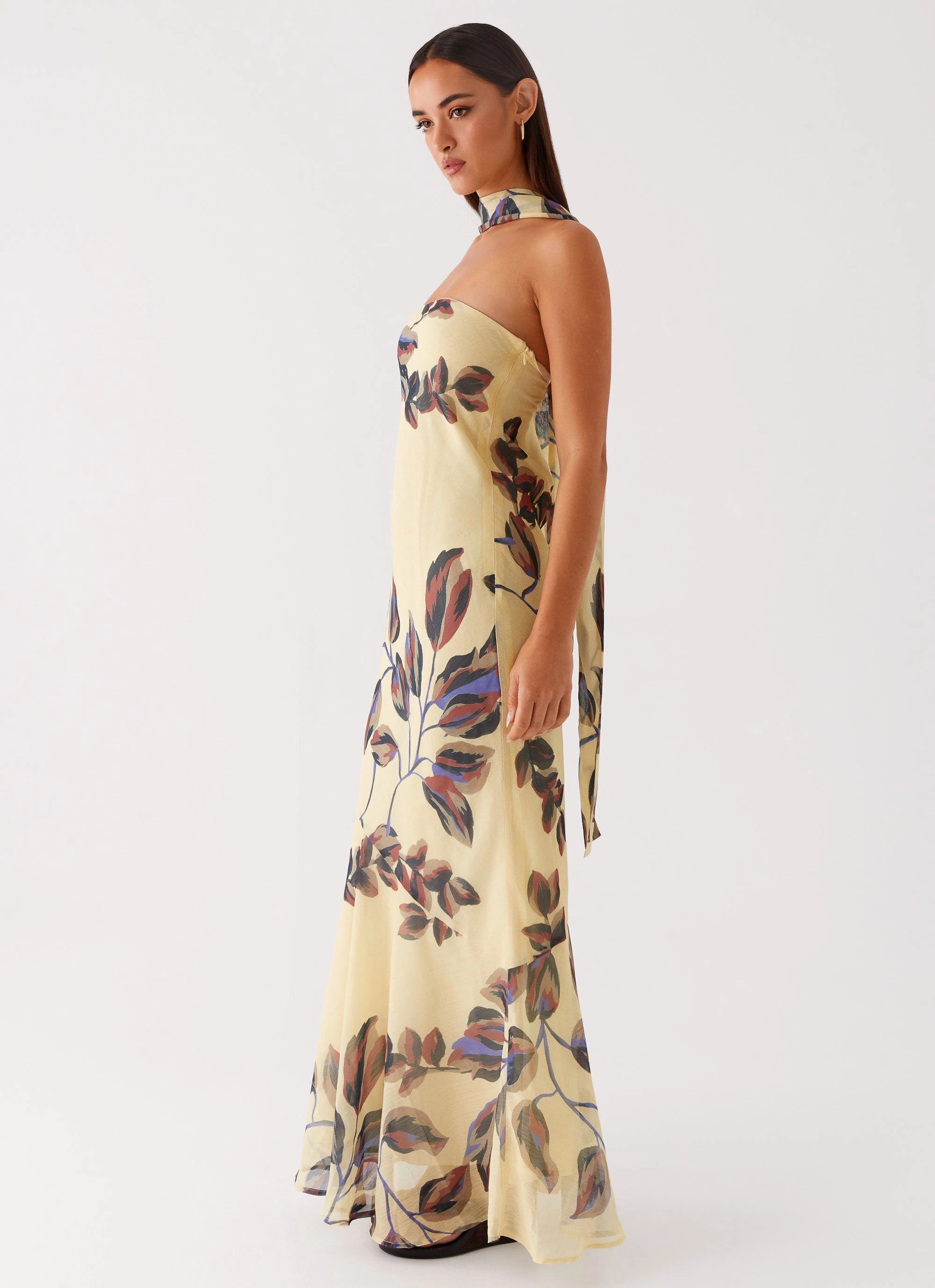 Delicate Details knee-length Under The Pagoda Maxi Dress - Buttercream Leaf Print