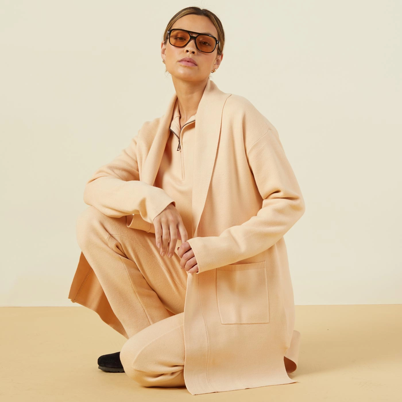 Supersoft Sweater Knit Cardigan Yarn Dyed Pattern Cloth Recycled Material Blend