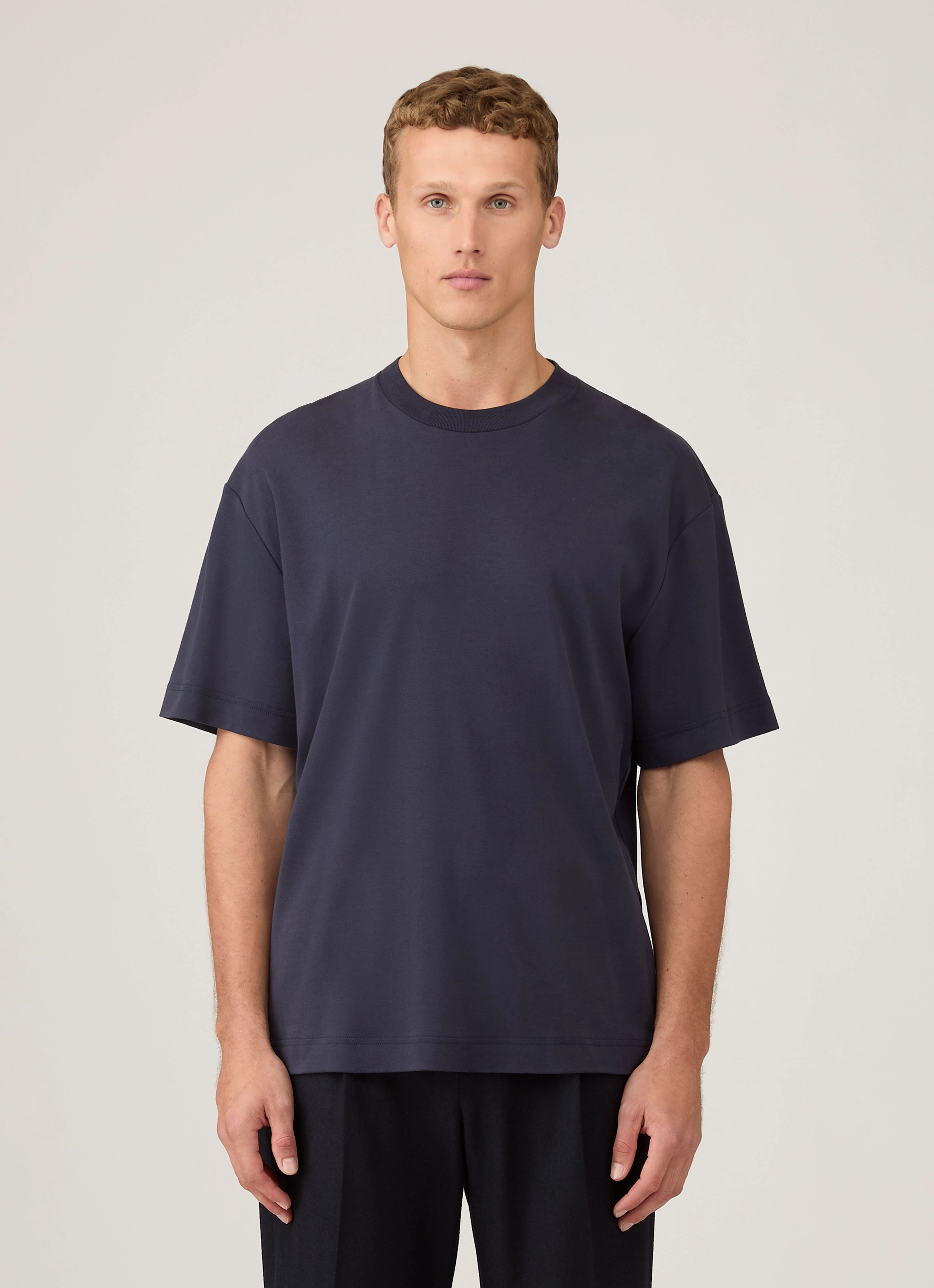 Men's Oversized Heavyweight T-shirt in Navy Sporty Chic Sporty Comfort Wear