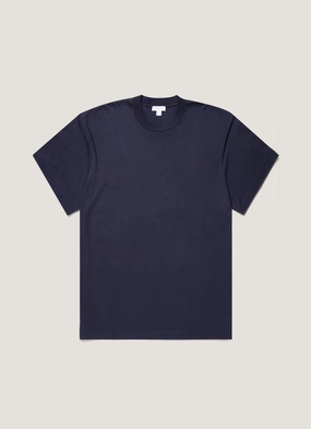 StretchableJerseyKnit Men's Oversized Heavyweight T-shirt in Navy Chilly Day Comfort Men's Oversized Heavyweight T-shirt in Navy