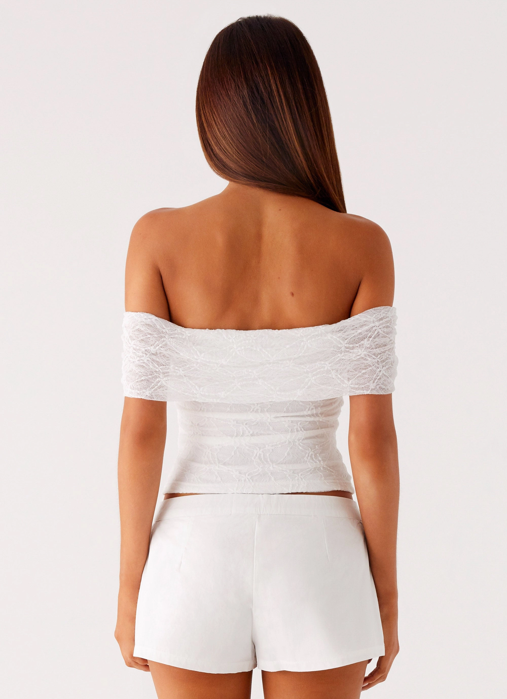Tabby Off Shoulder Top - White Minimalist Silhouette