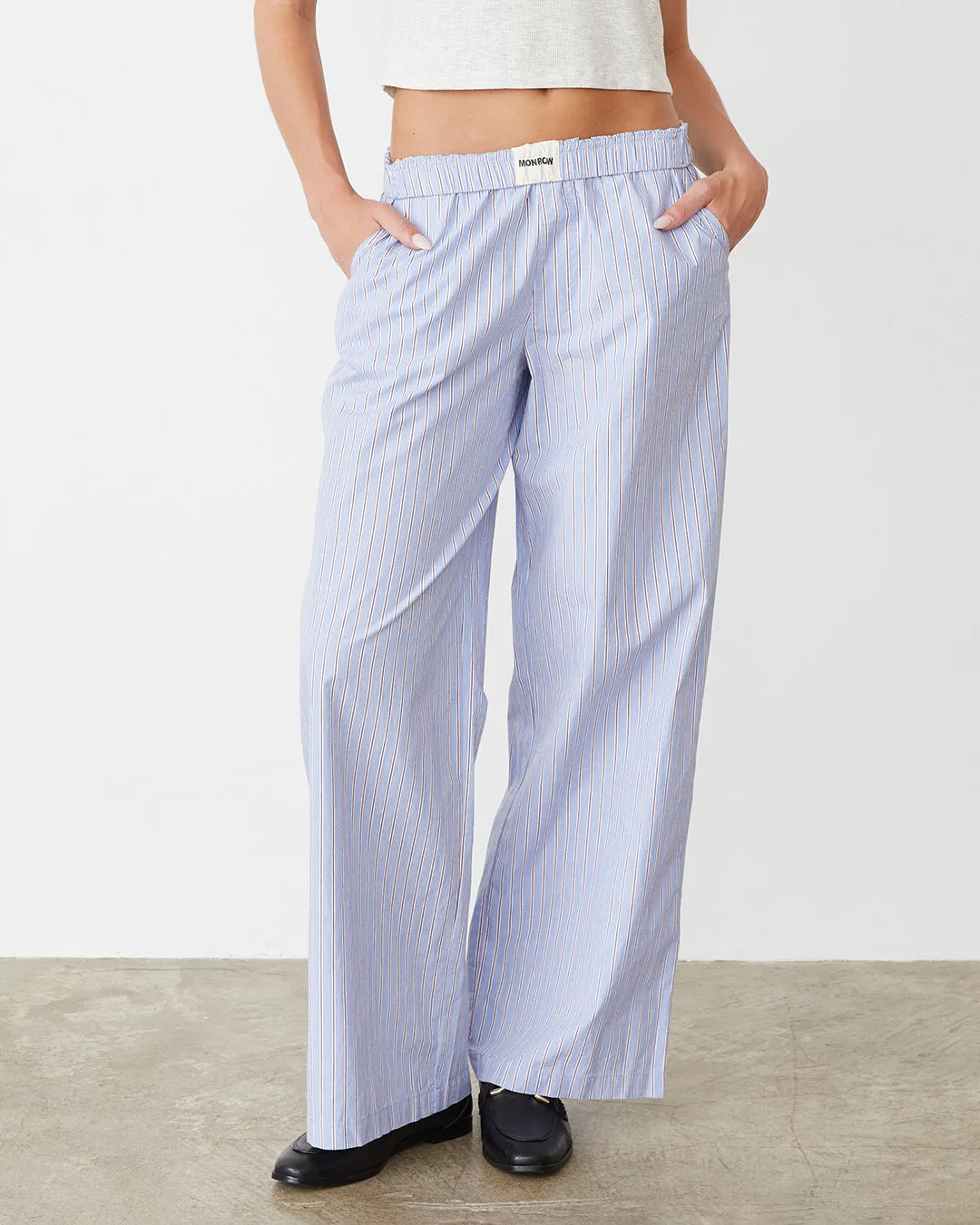 Stripe Poplin Boxer Pants Eco Friendly Fabric