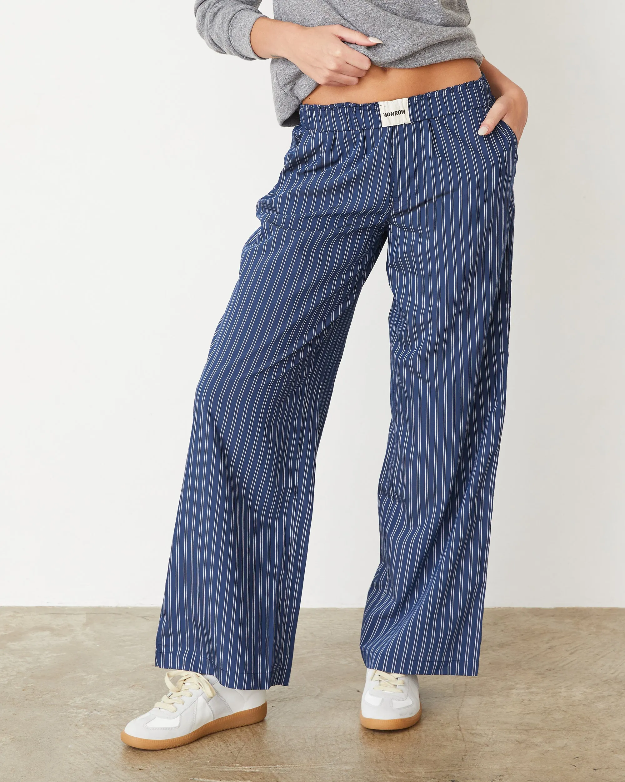 Stripe Poplin Boxer Pants Premium Stretch Fashion-Forward