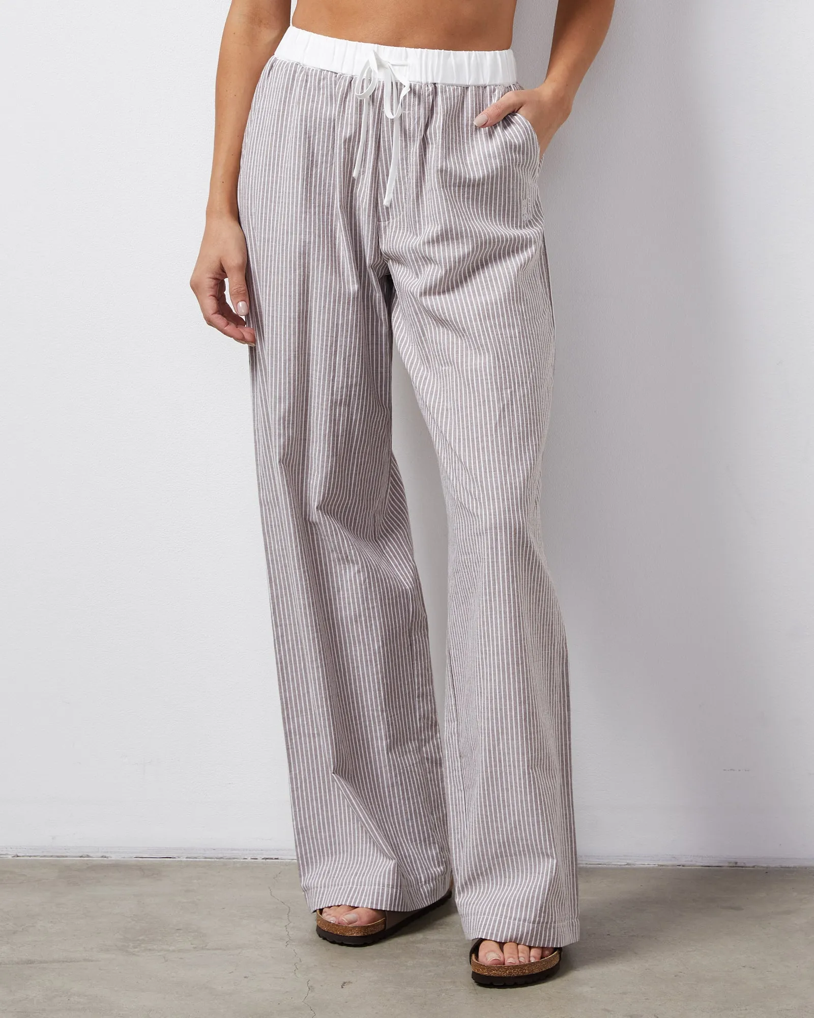 Stripe Poplin Pant Form Fitting Odor Control Treatment