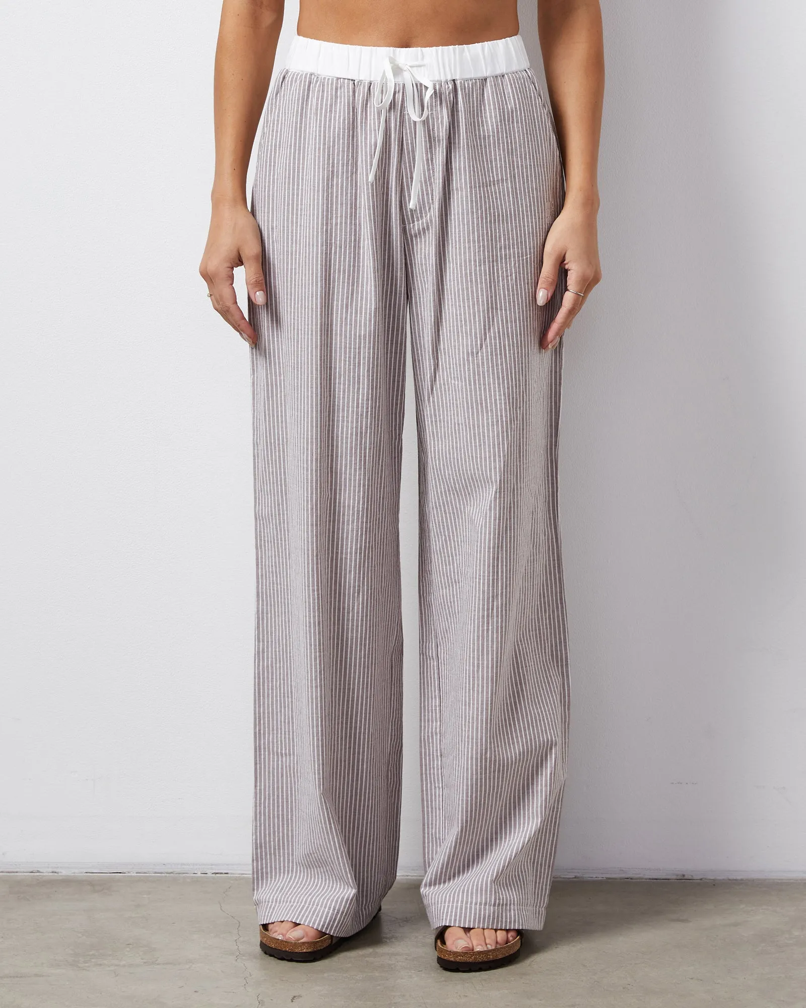 Frayed hem Stripe Poplin Pant