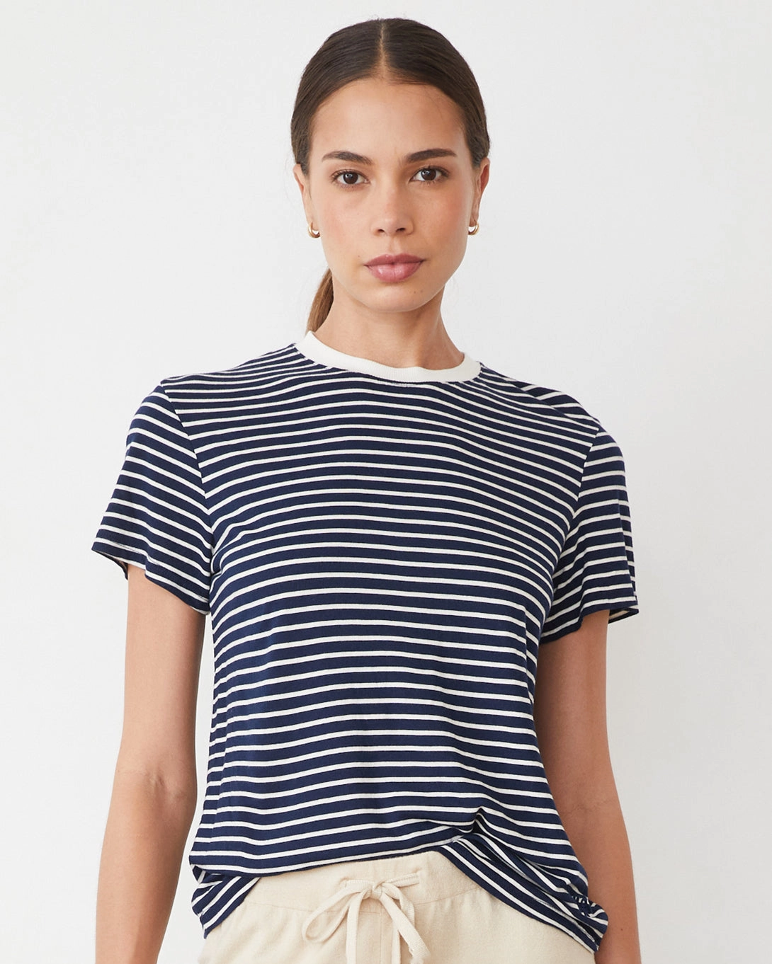 Lightweight Knit Stripe Basic Crew