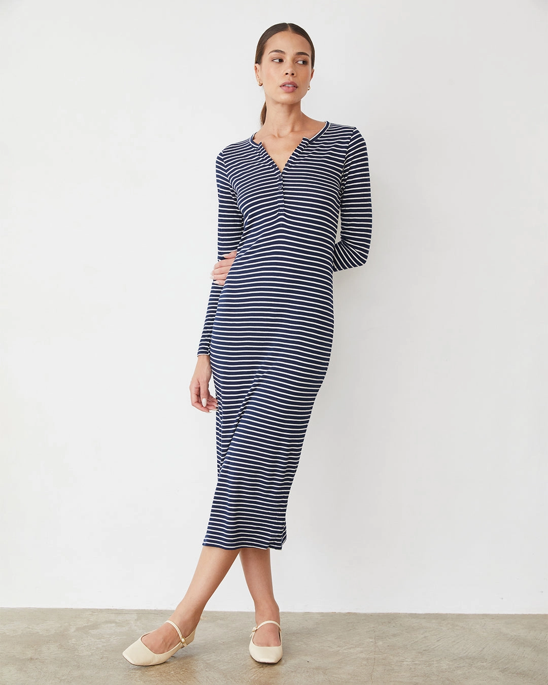 MoistureWickingTechnology Stripe Henley Dress