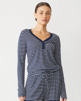 Stripe Henley High Neck Collar Stripe Henley Light Reflective Printing