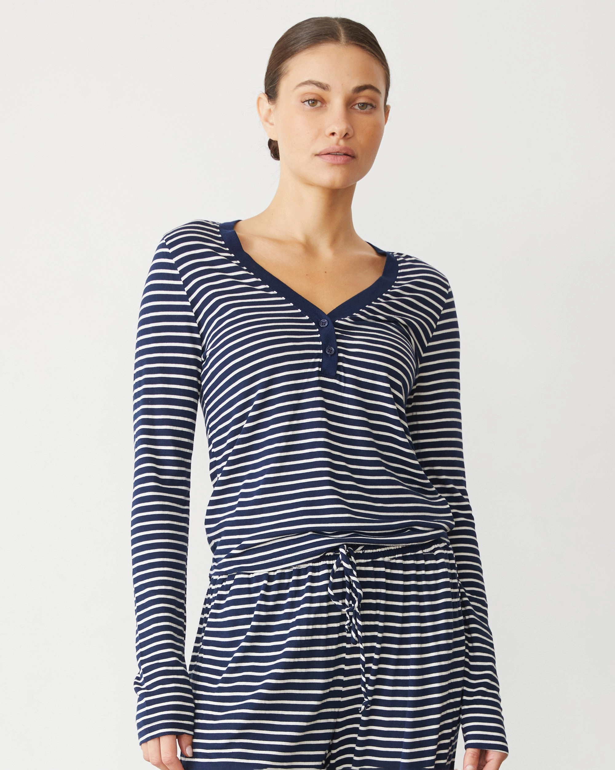 Stripe Henley Light Reflective Printing