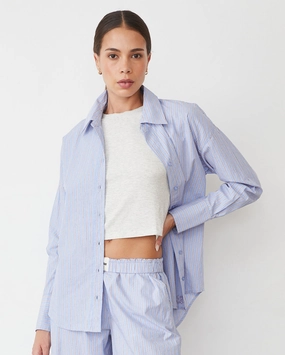 Stripe Poplin Oversized Shirt Premium Finish Odor Resistant Technology DoubleStitched Hemming Stripe Poplin Oversized Shirt