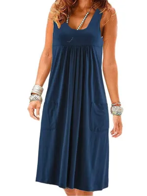 Striped Sleeveless Cami Dress Pocket Women Pocket Dress