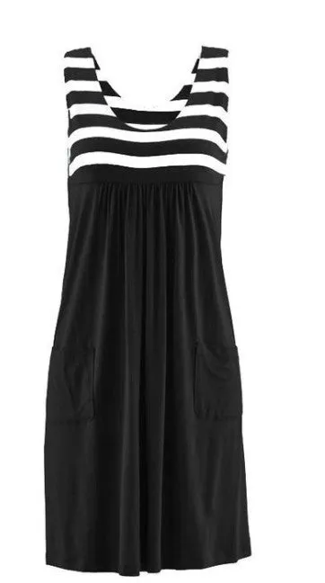 Striped Sleeveless Cami Dress Pocket Women Pocket Dress