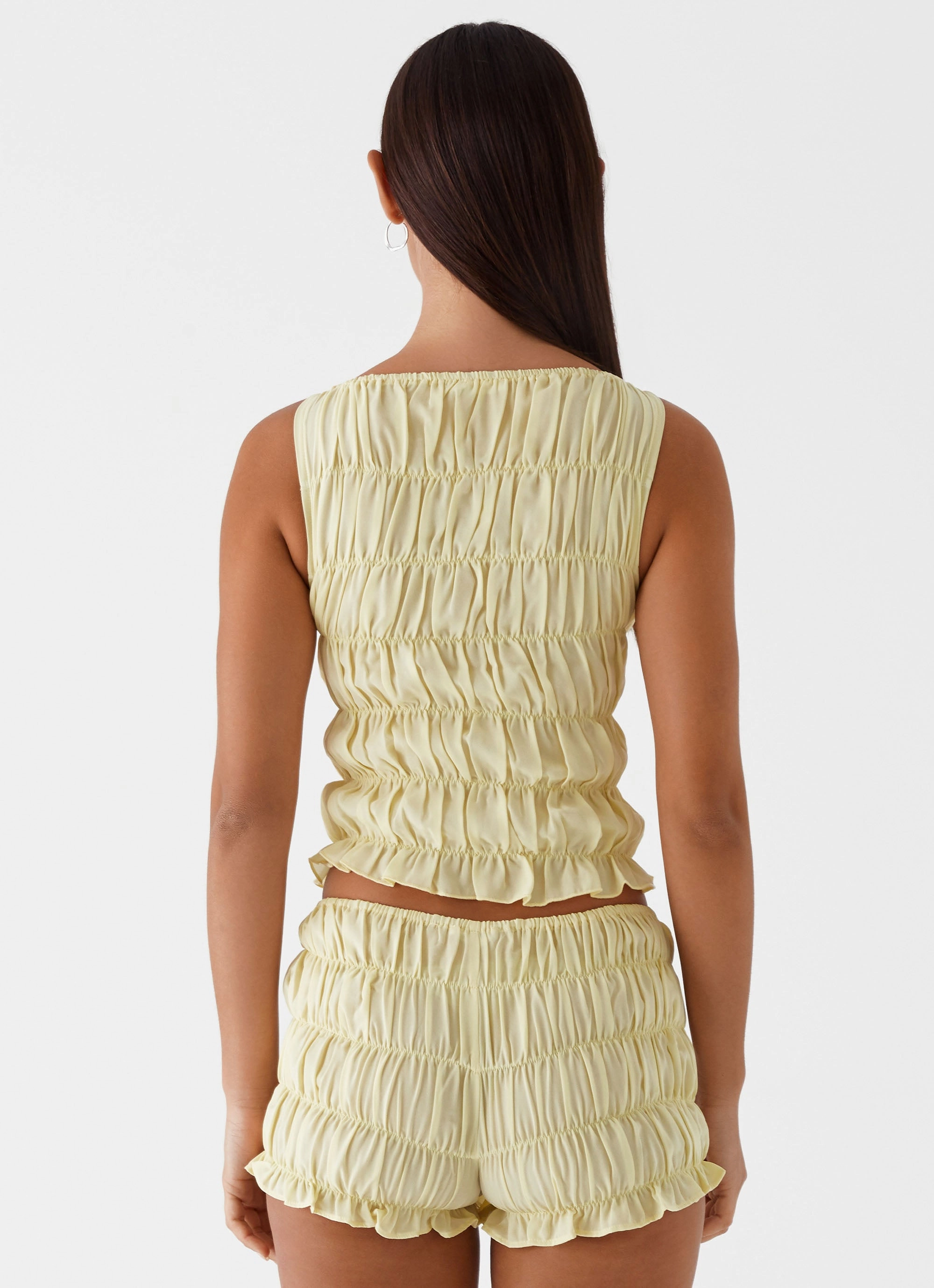 Full Coverage Seaside Relaxation Messina Ruched Tank Top - Yellow