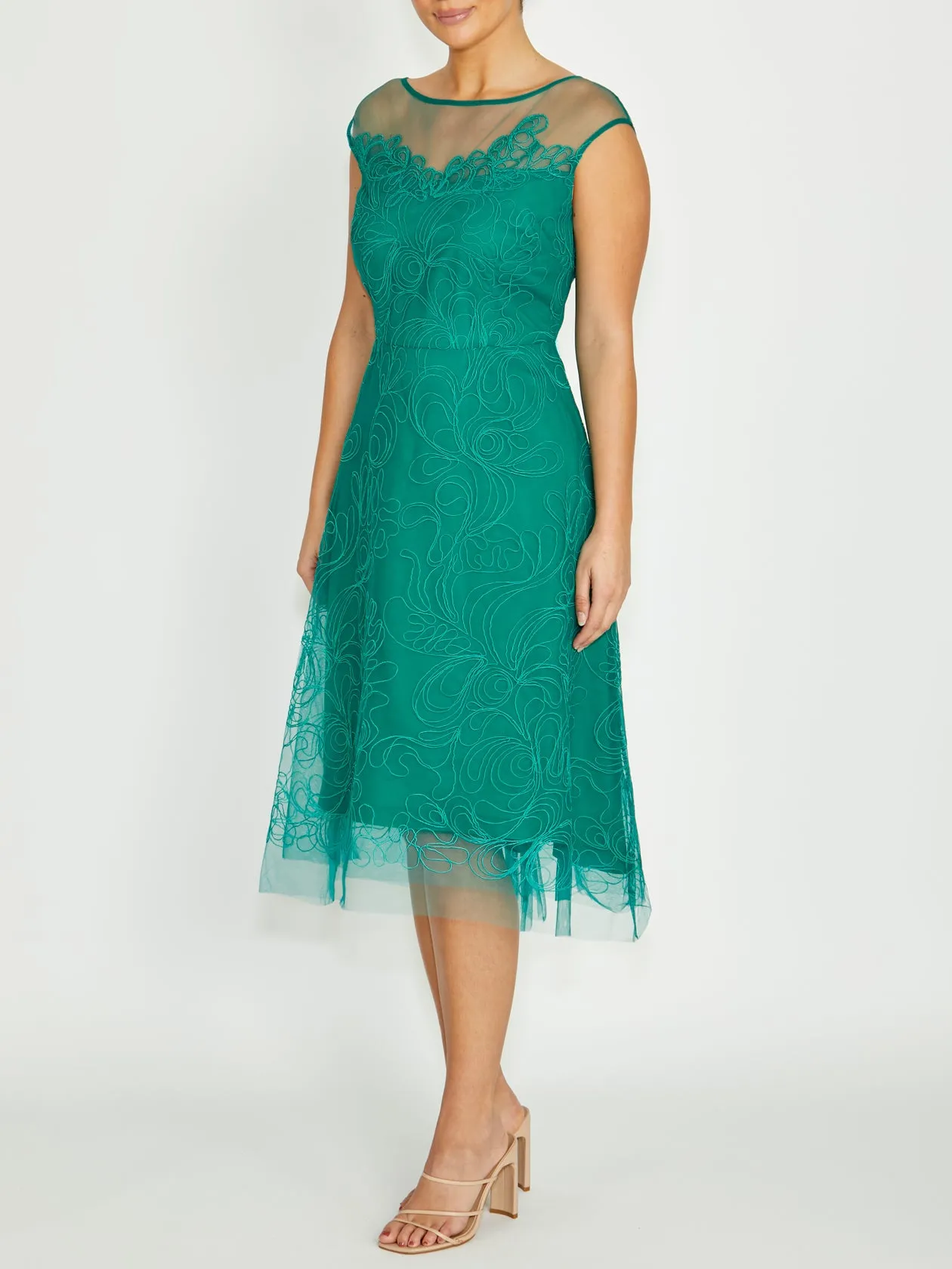Cotton Touch Smooth Texture Stellar Sea Green A-Line Dress