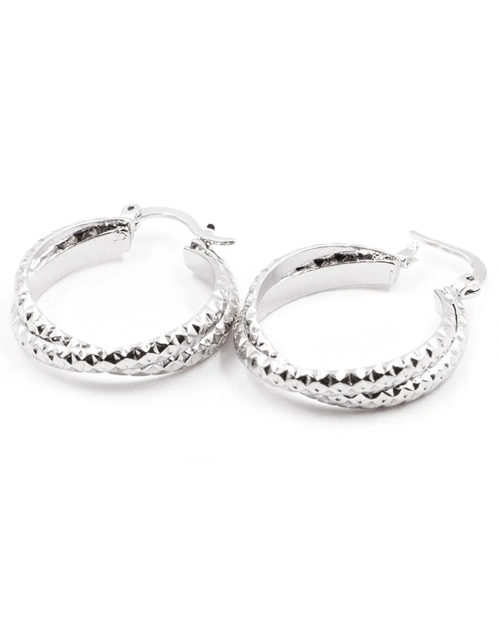 Studded Silver  Hoop Earrings