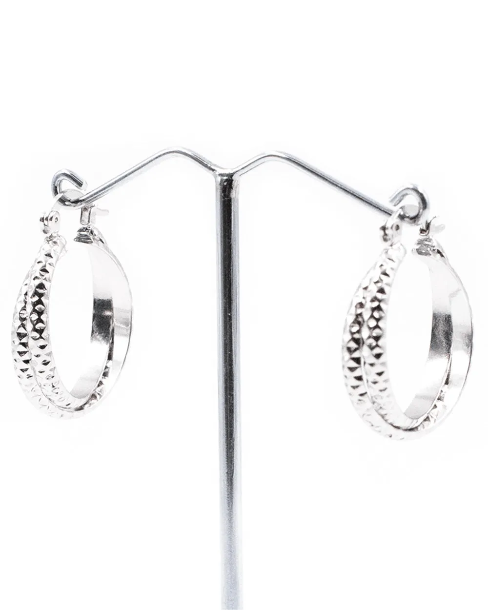Studded Silver  Hoop Earrings