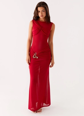 Worldwide Maxi Dress - Raspberry Clean Outline Elegant Comfort