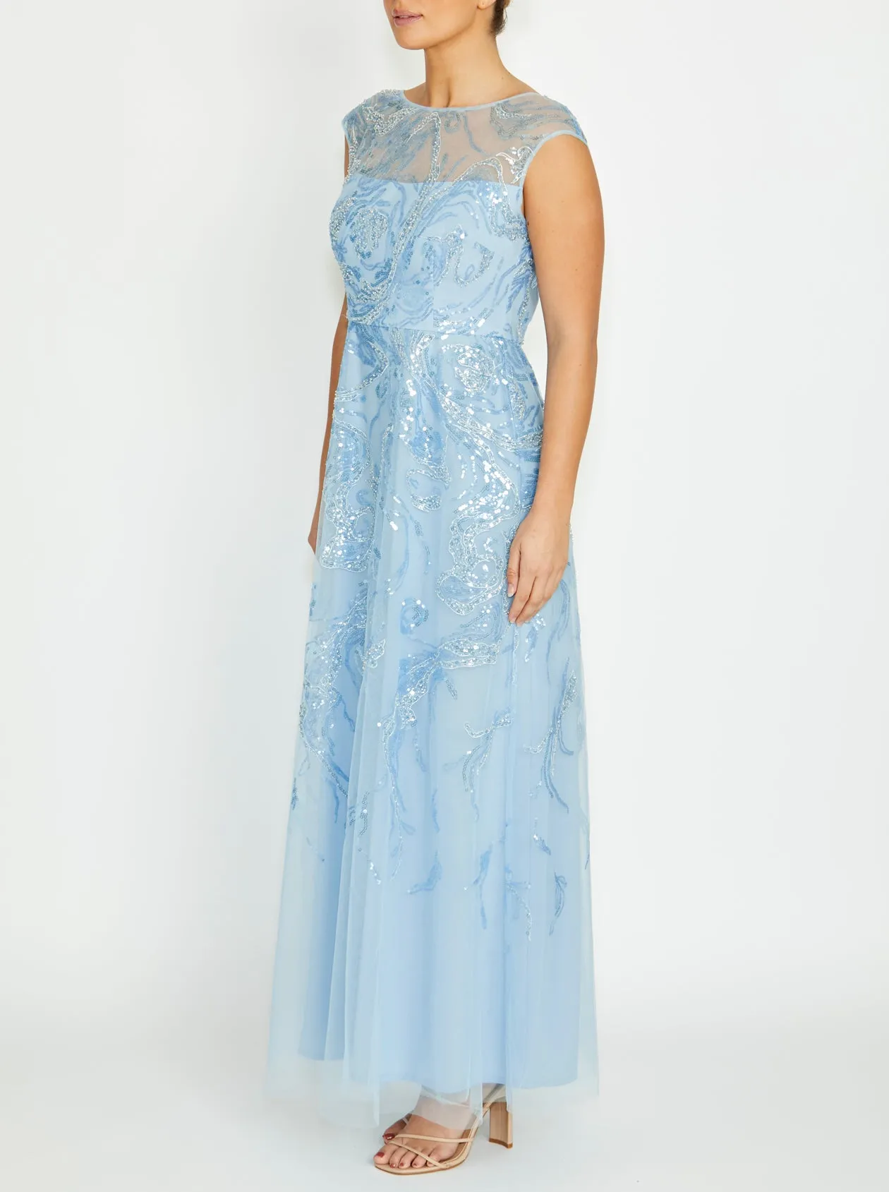 Catalina Sky Blue Sequin Gown Timeless Wear Sharp Look