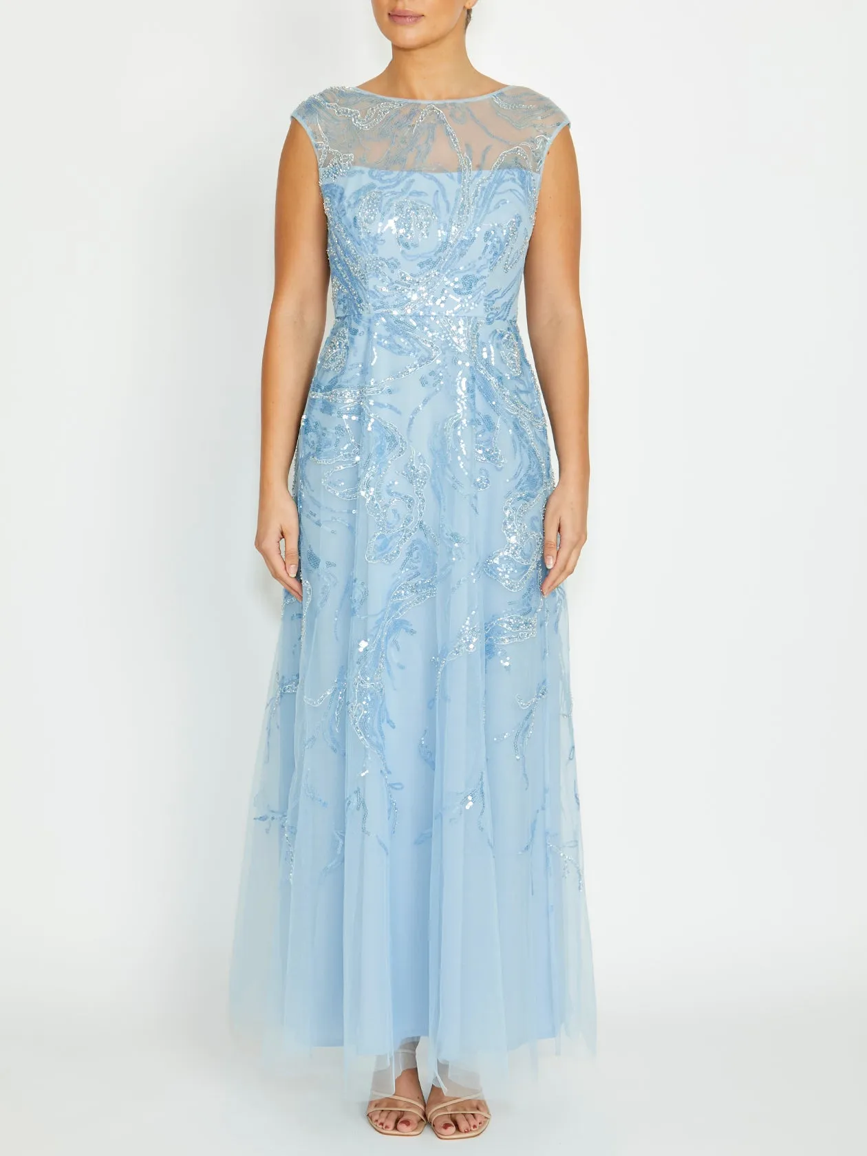 Urban Line Relaxed Layers Catalina Sky Blue Sequin Gown
