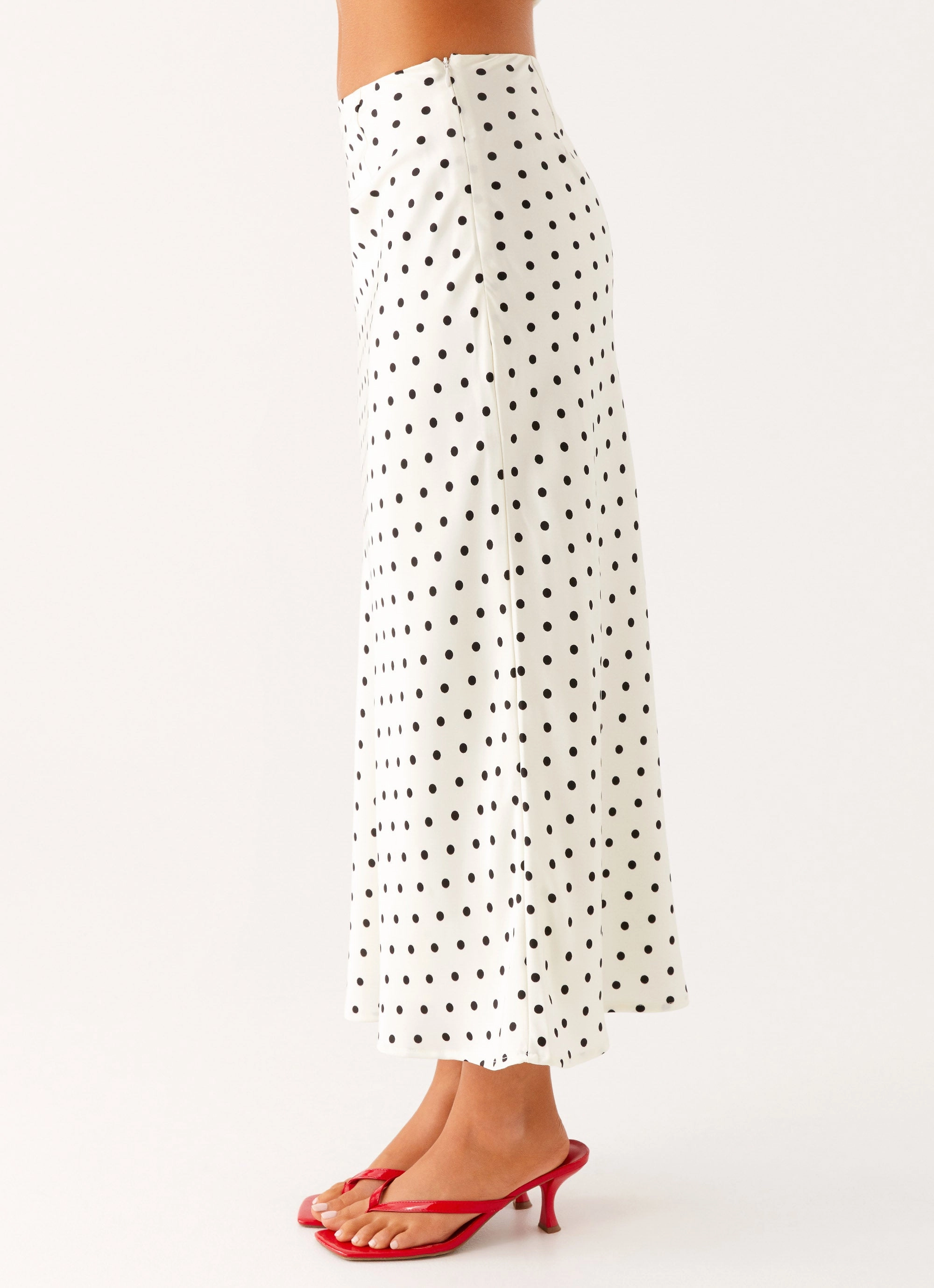 Soft Comfort Breanne Midi Skirt - White Polka Dot