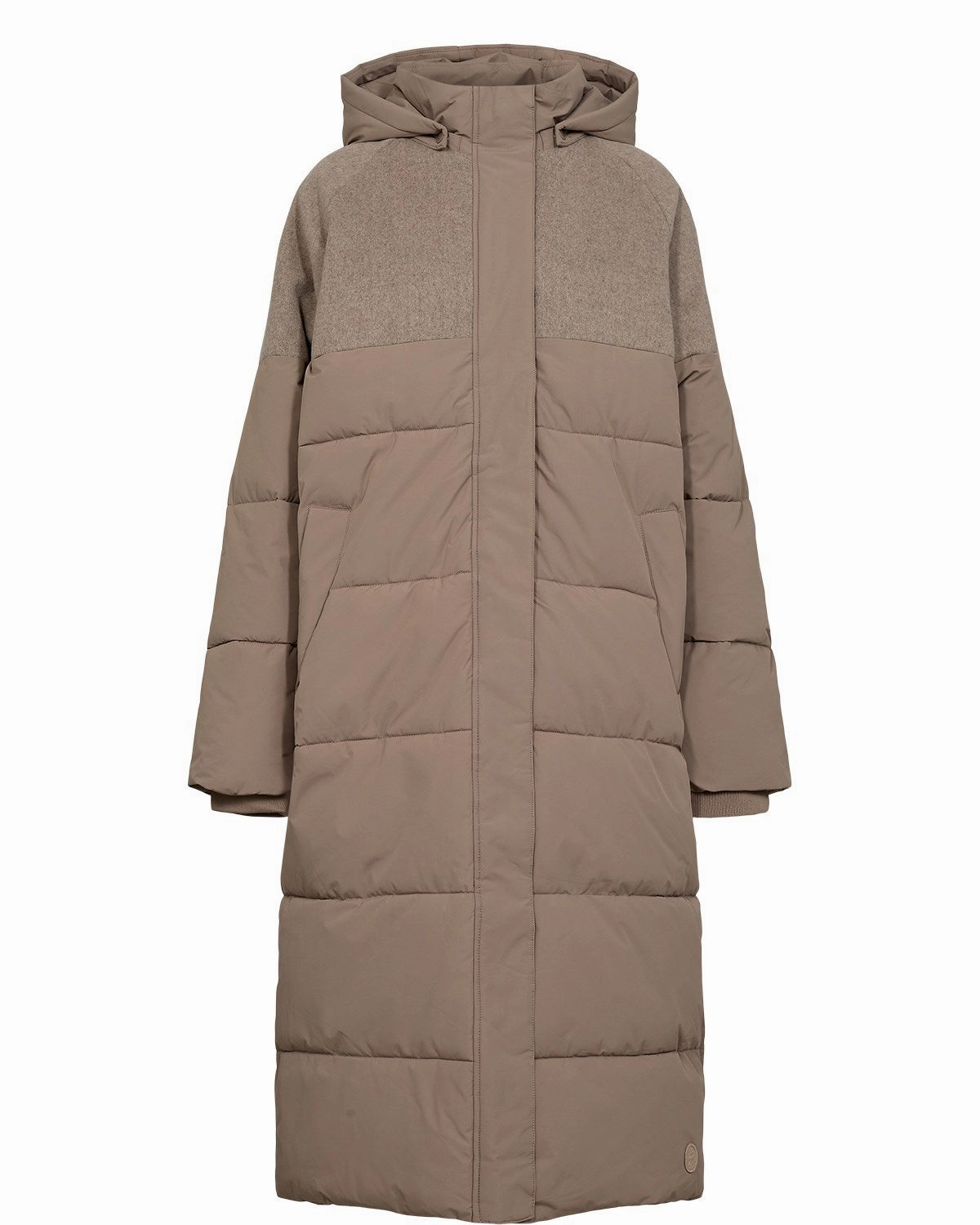 NUWILLOW LONG COAT - Taupe Gray Double Buttons QuickDry Fabric