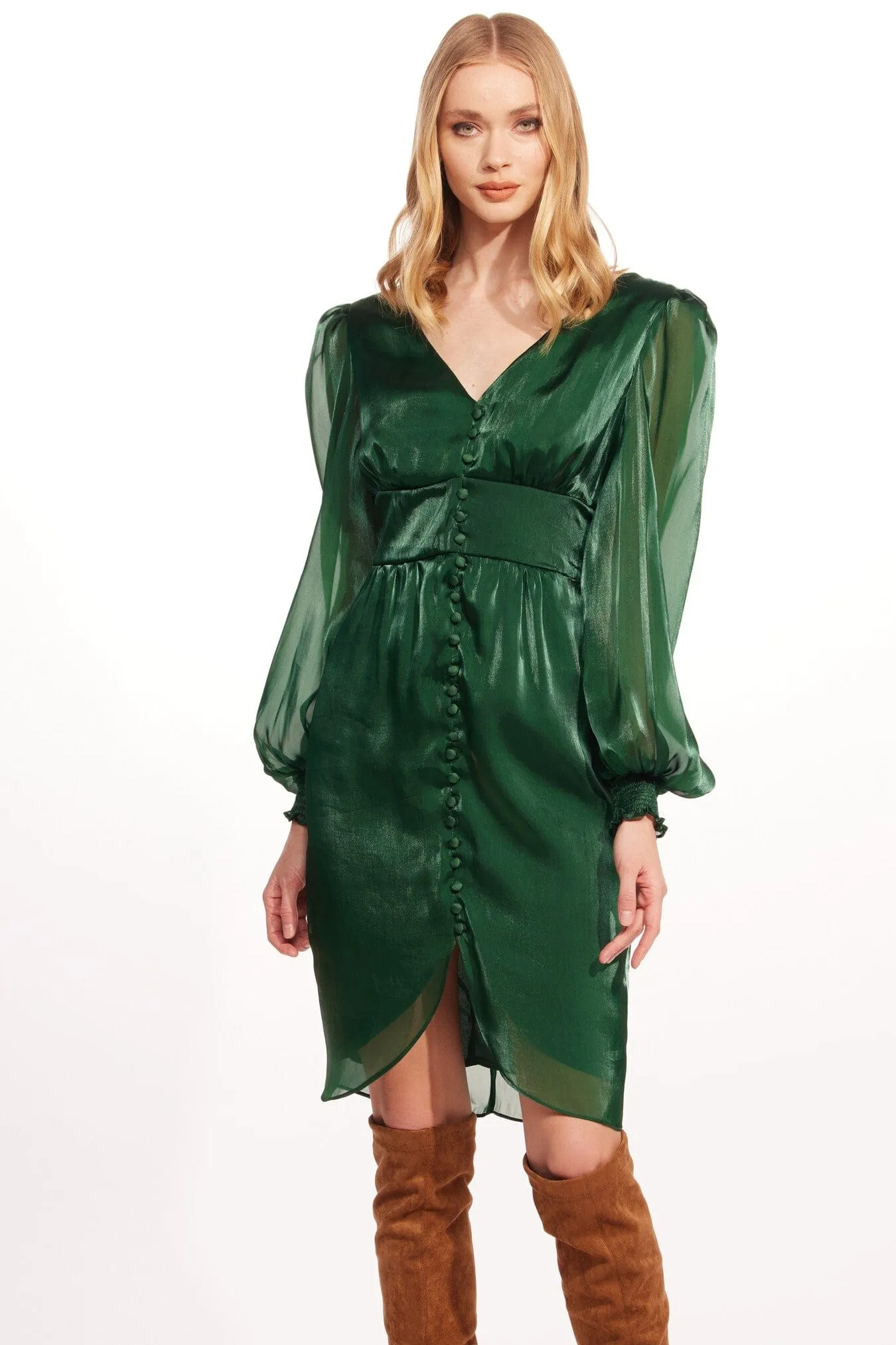 Pure Piece Raglan-Sleeve Everly Dress - Organza