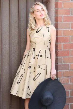 Stylish Waistband Hiroki Fit and Flare Cotton Dress - Latvia Refined Feel Anti-Static-Finish Hiroki Fit and Flare Cotton Dress - Latvia