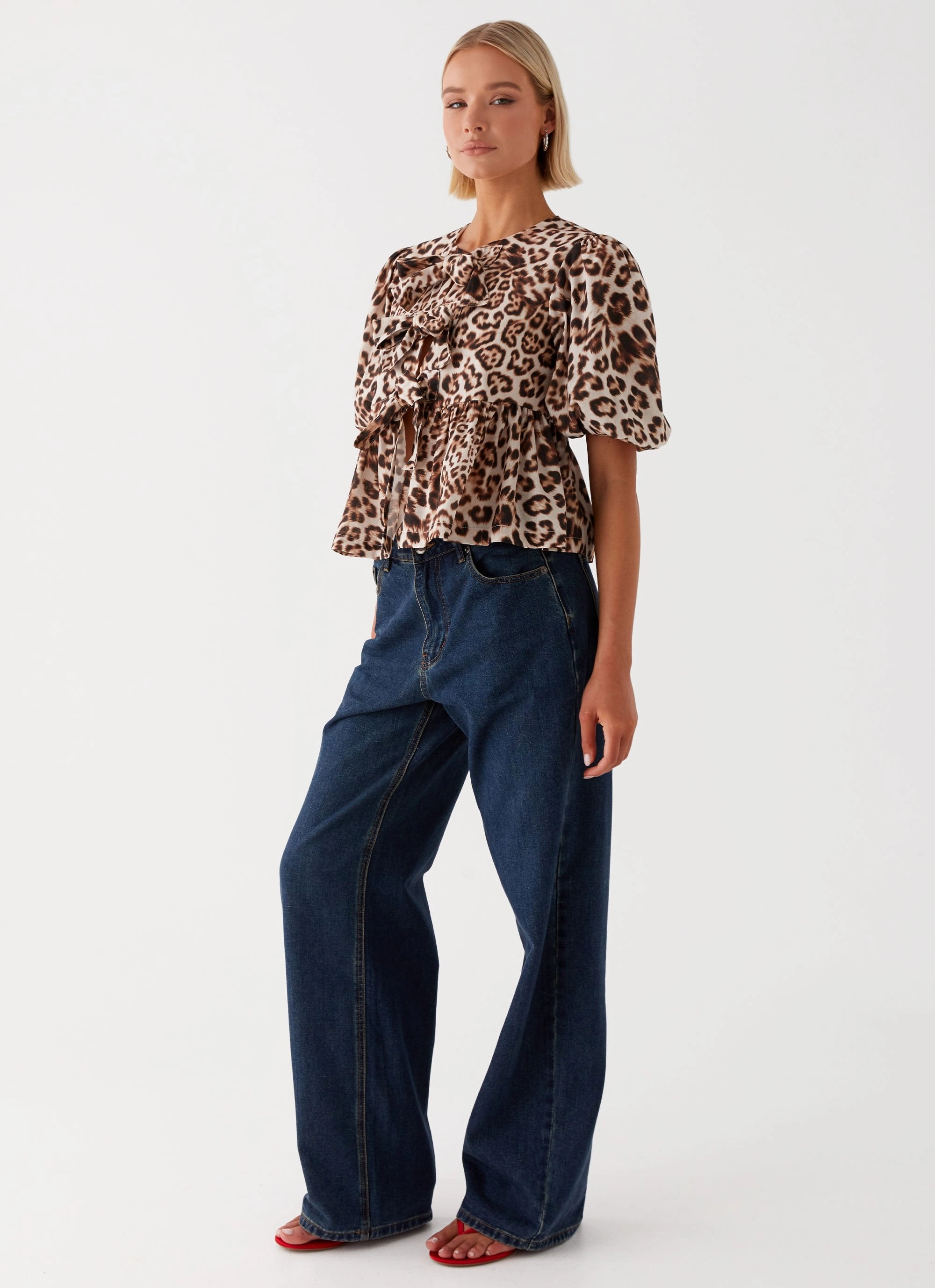 Grid Back Panel UniversalFit Western Wind Tie Top - Leopard
