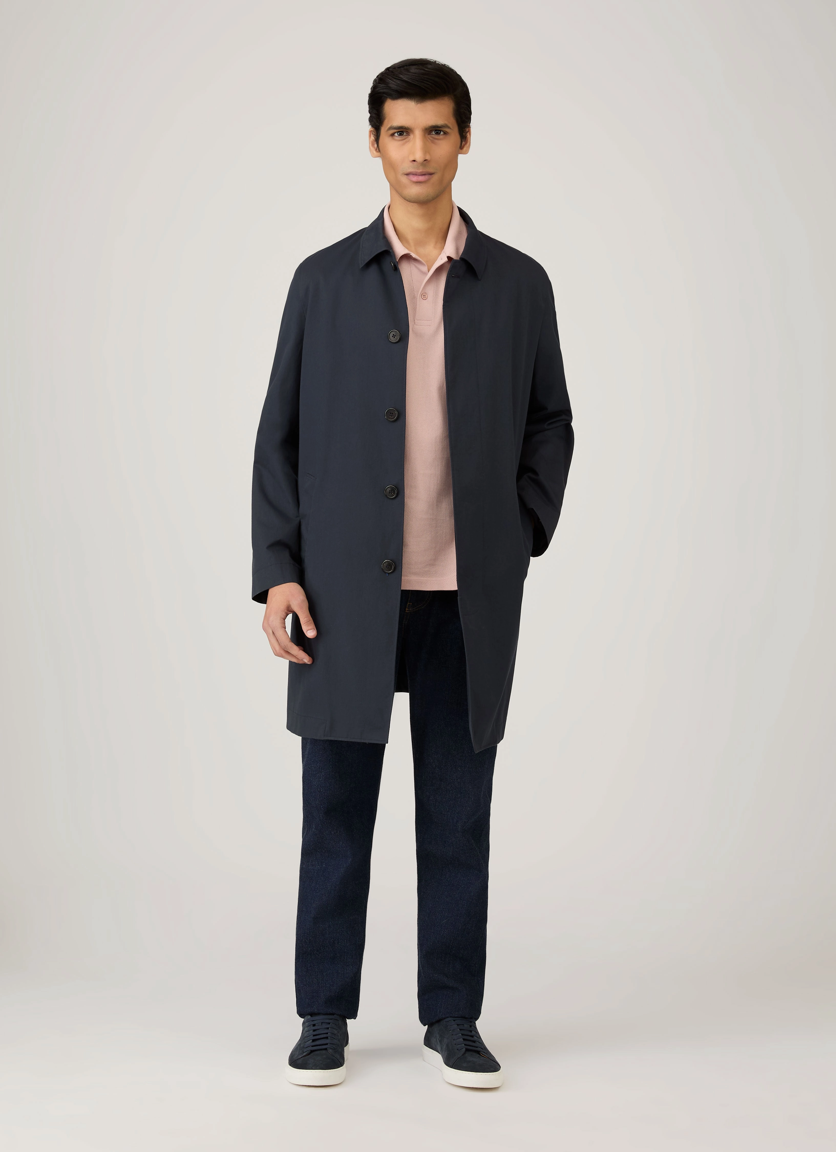 Men's Riviera Polo Shirt in Pale Pink Breathable mesh lining Simple Layer