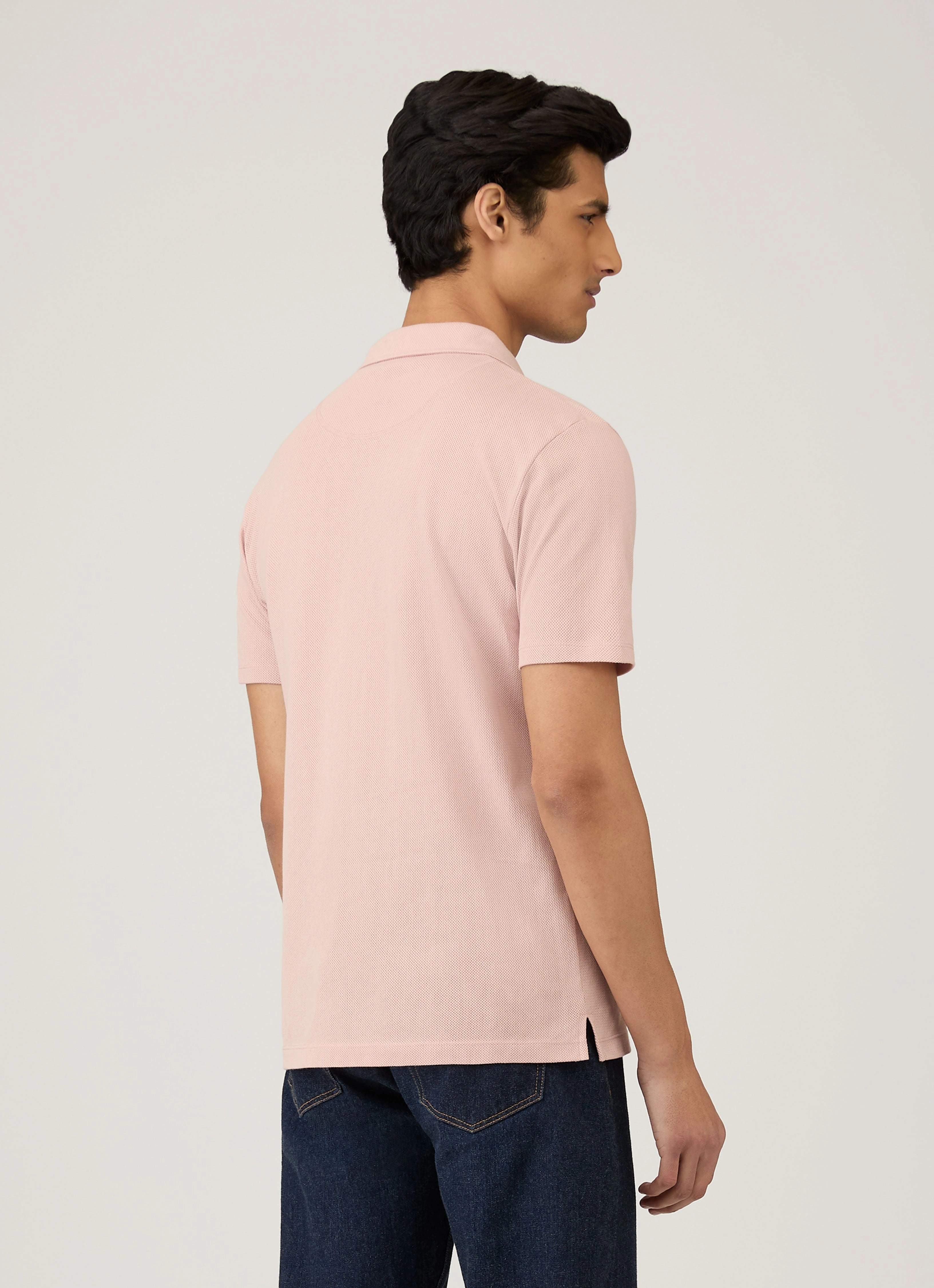 Tri Blend Composition All Day Fit Men's Riviera Polo Shirt in Pale Pink