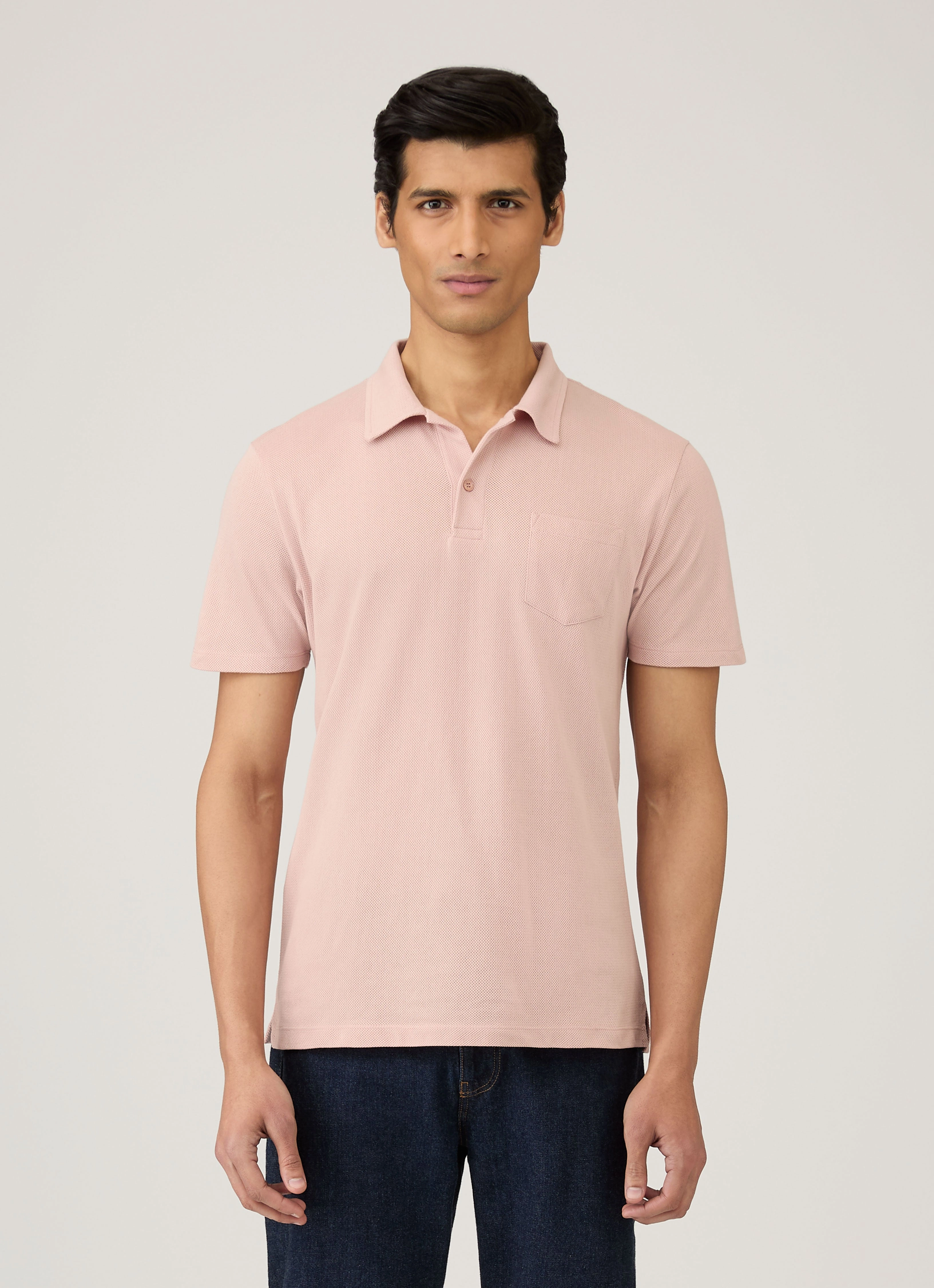 Men's Riviera Polo Shirt in Pale Pink Timeless Layers Casual Design