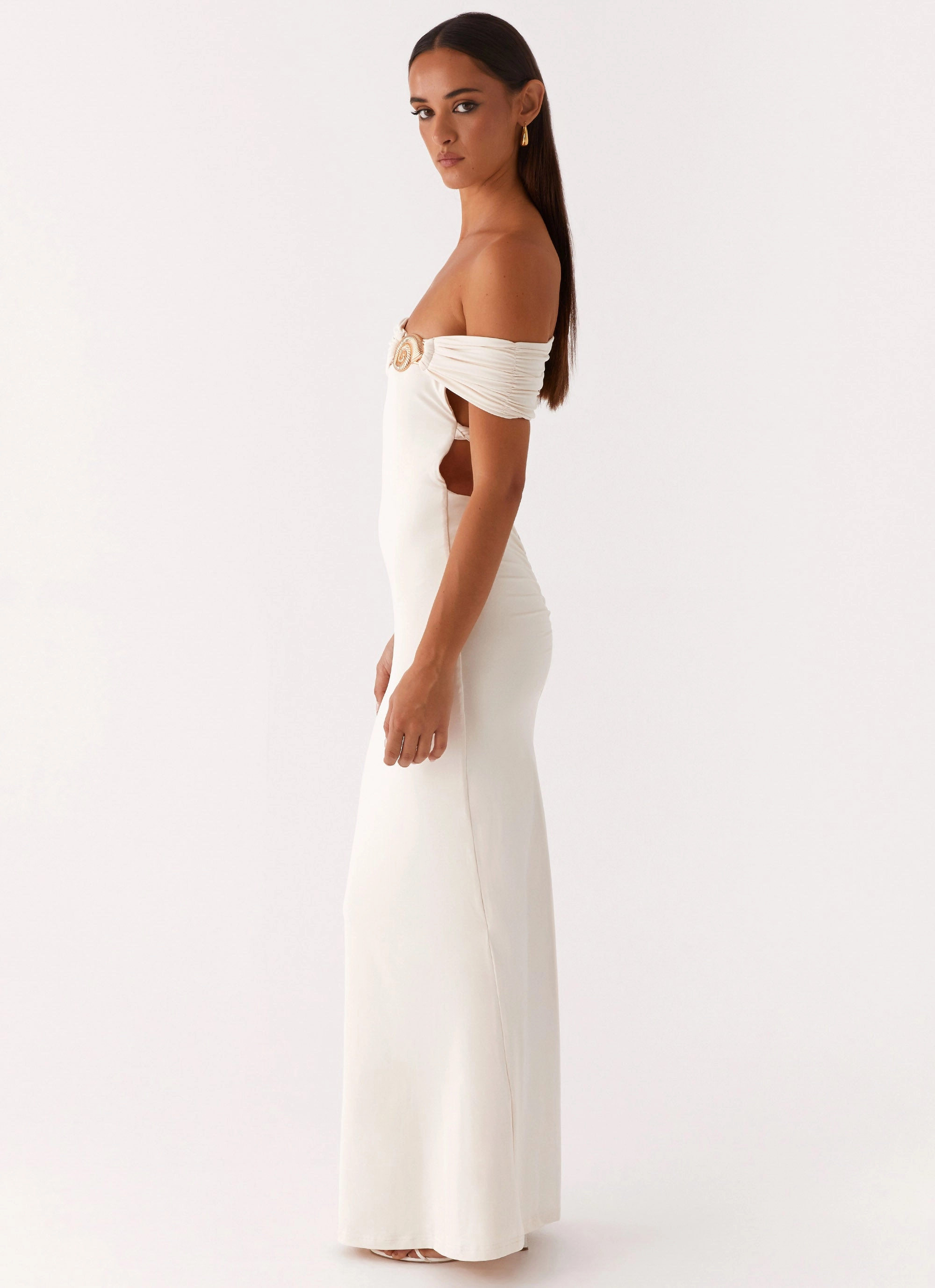 Neutral Look Illusion Maxi Dress - Ivory