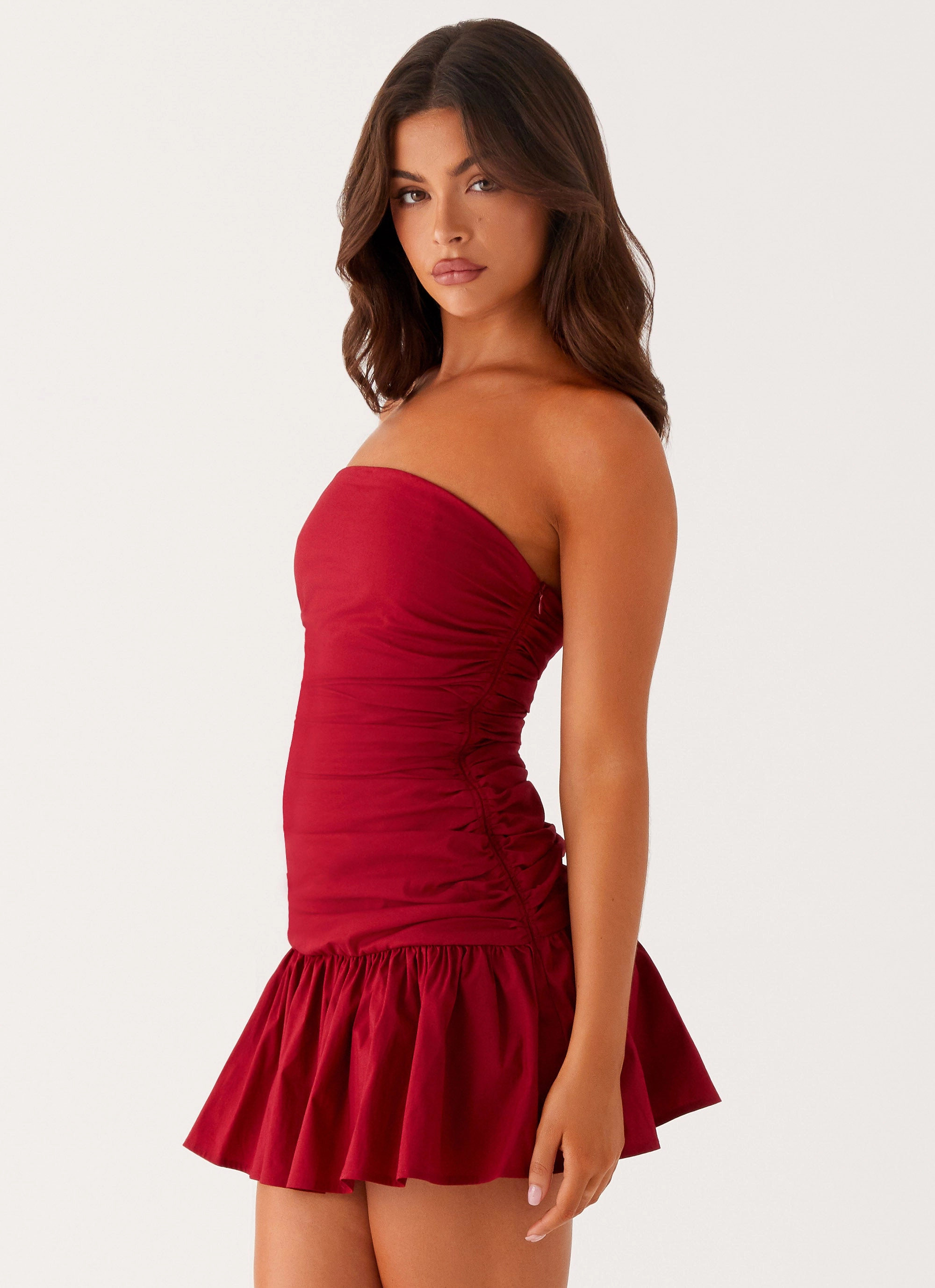 Carmel Mini Dress - Merlot Aura Glow A-Line