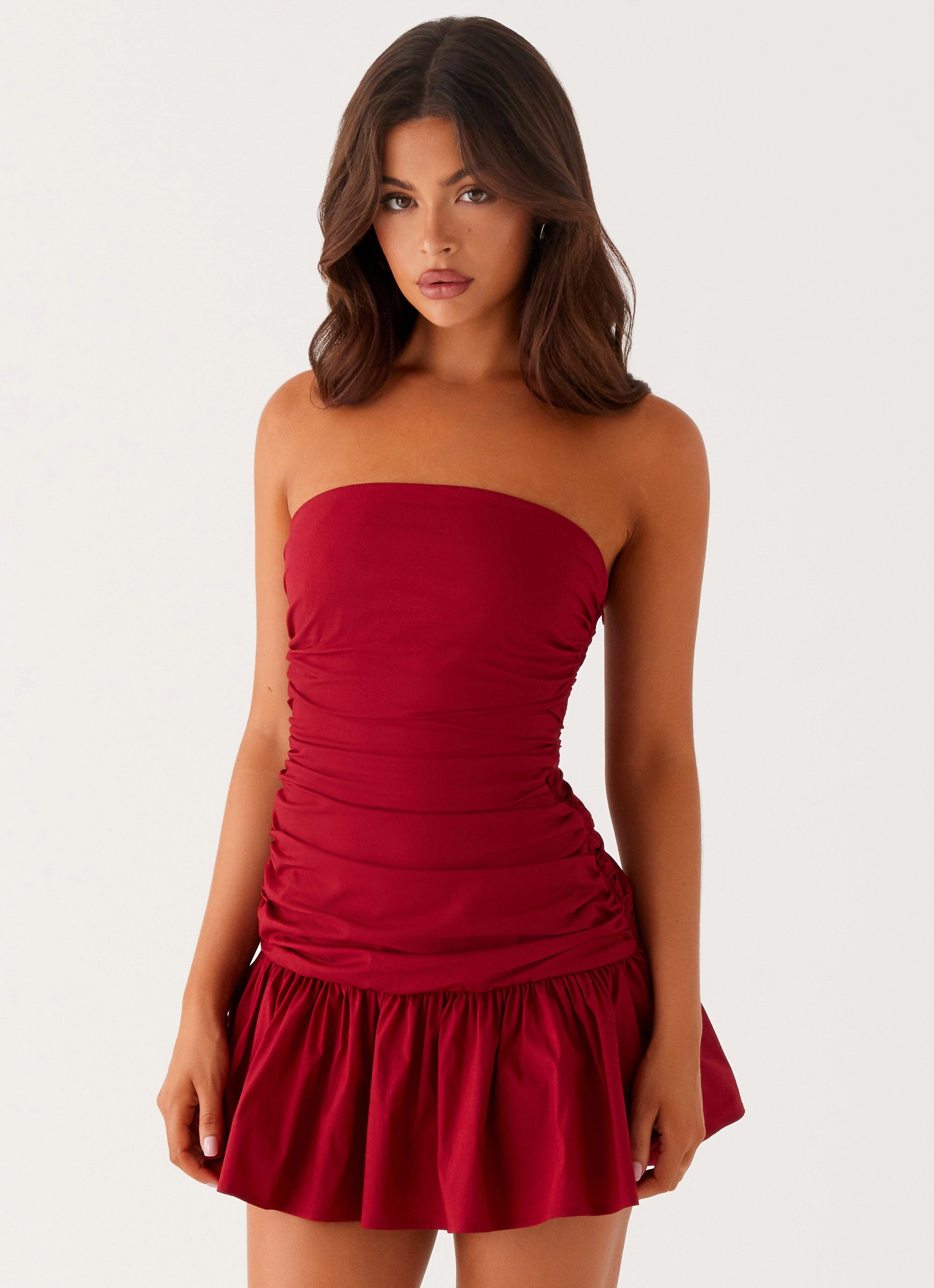 Carmel Mini Dress - Merlot Stylish and Simple Essential Layer