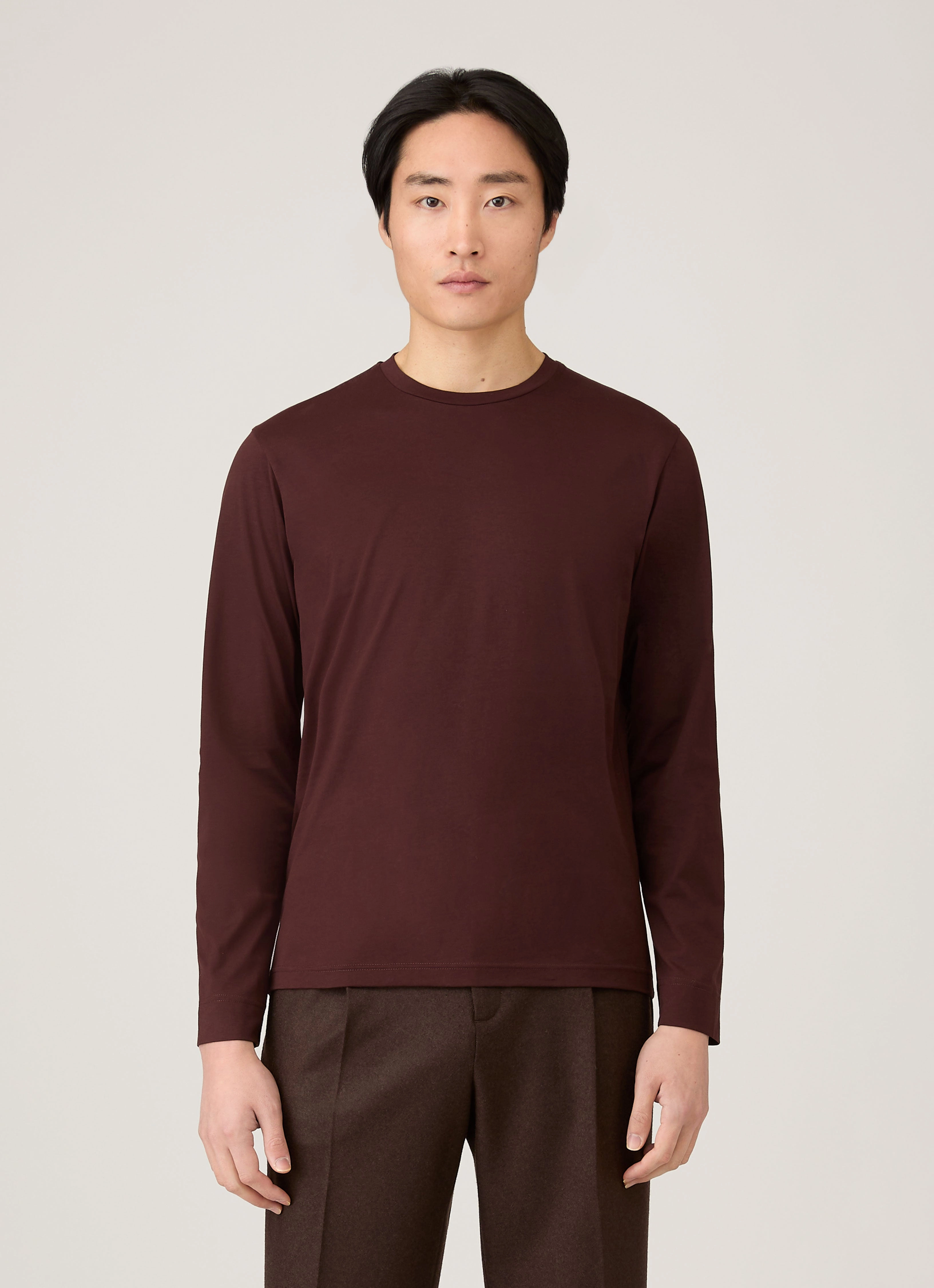 Recycled Polyester Quick Comfort Men's Long Sleeve Riviera Midweight T-shirt in Bakelite