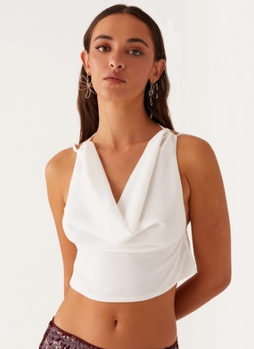 Suki Halter Top - White QuickAccess Opening Lightweight Jacket Contrast Stitch Suki Halter Top - White