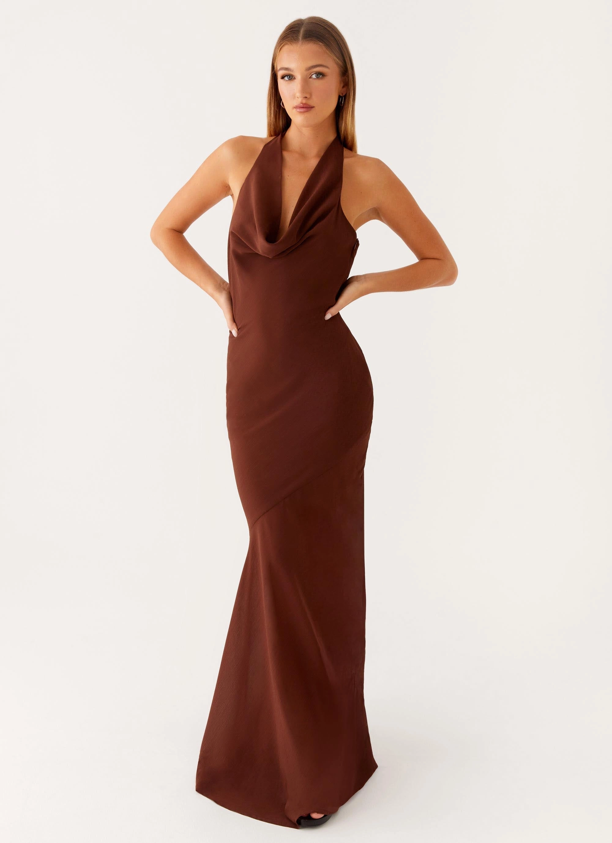 Neutral Finish Sullivan Maxi Dress - Chocolate