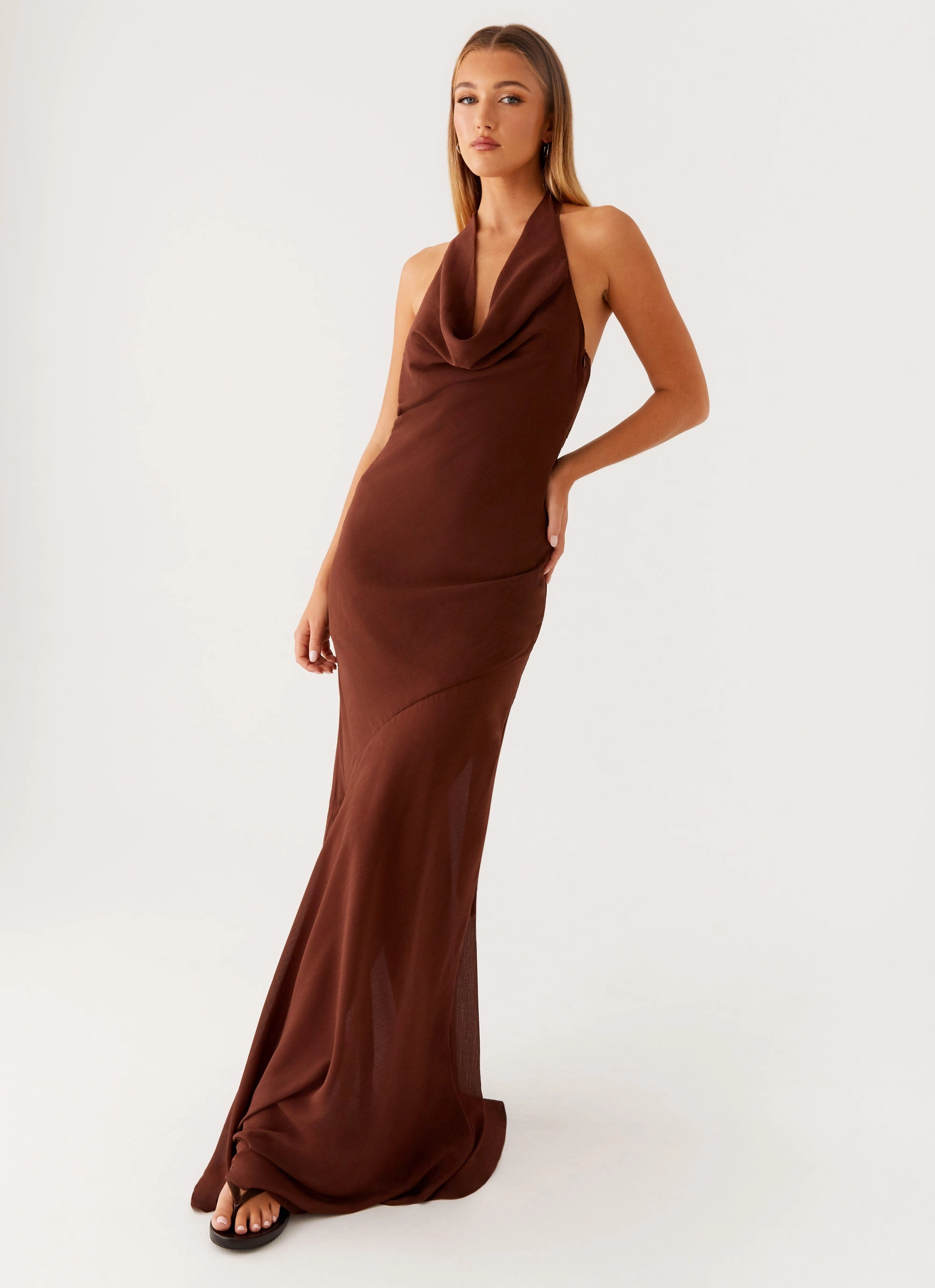 Dressy Yet Comfortable Transitional-Wear Sullivan Maxi Dress - Chocolate