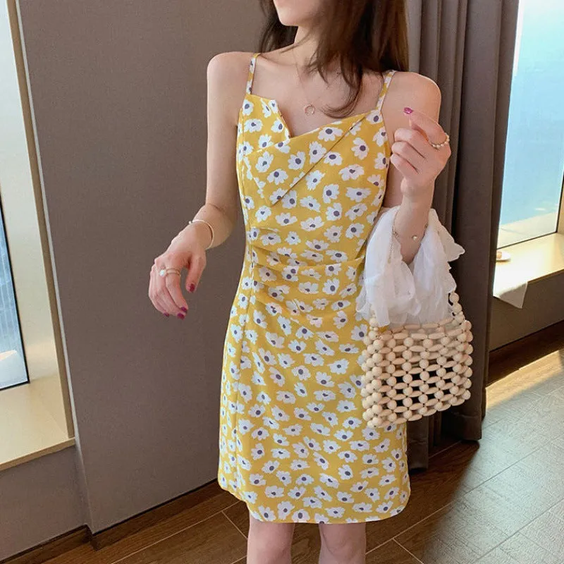 Summer Daisy Dress Slip Korean Girlfriends A-Line Floral Skirt Tops Women Skirt