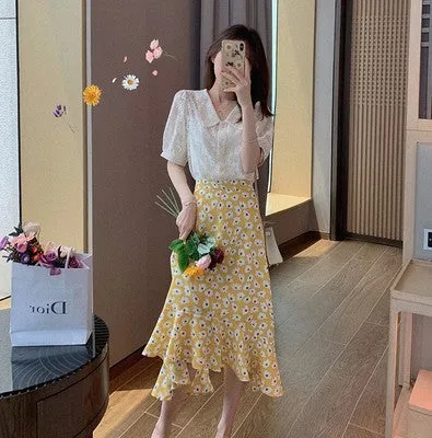 Summer Daisy Dress Slip Korean Girlfriends A-Line Floral Skirt Tops Women Skirt