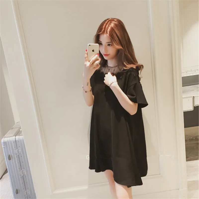 Summer Korean Loose Slim Look Plus Size Short Spliced All-Matching Dress Women Dress