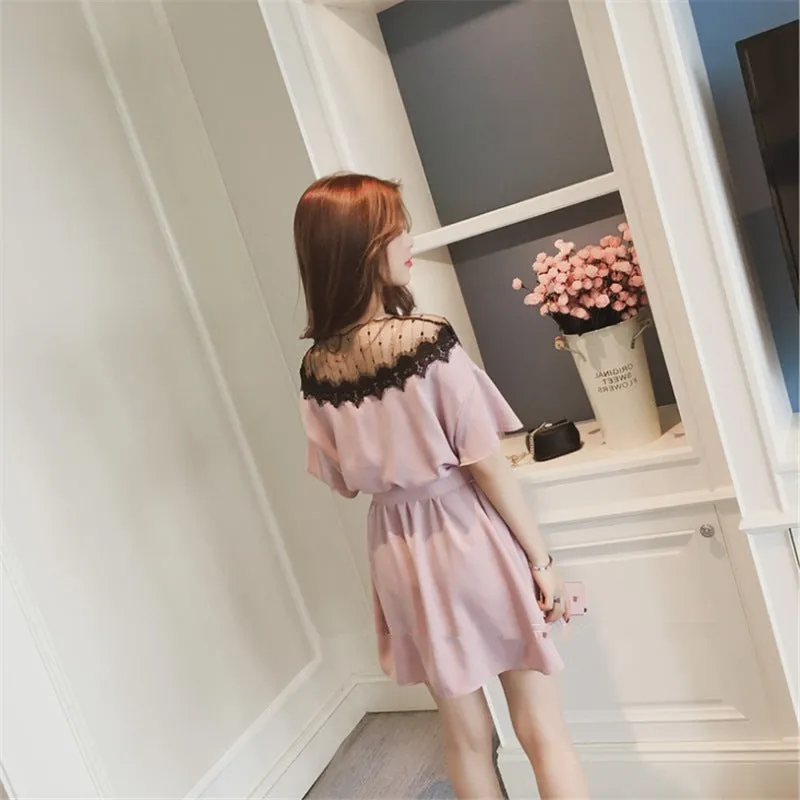 Summer Korean Loose Slim Look Plus Size Short Spliced All-Matching Dress Women Dress