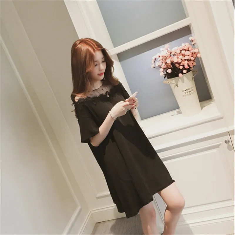 Summer Korean Loose Slim Look Plus Size Short Spliced All-Matching Dress Women Dress