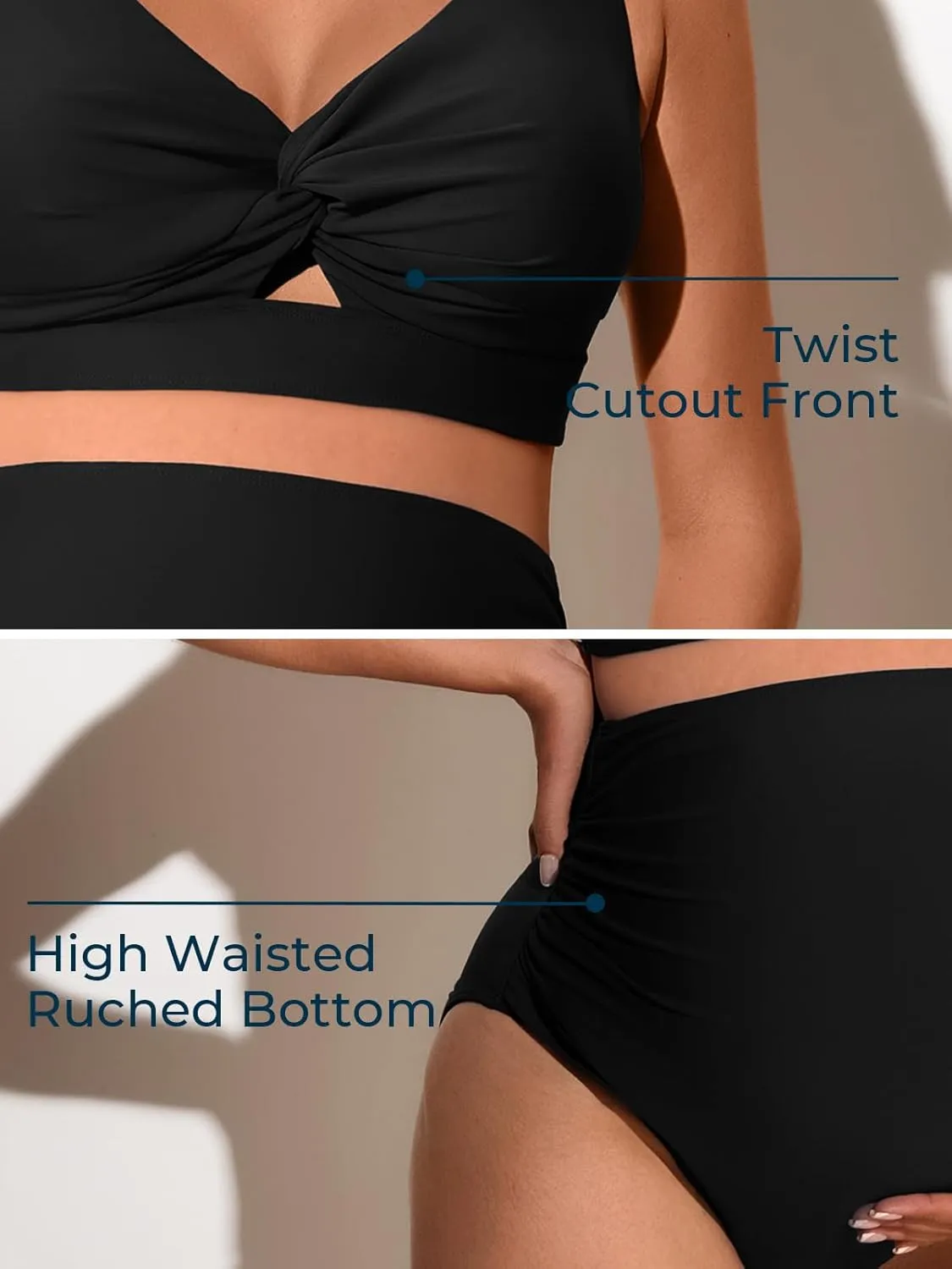 Summer Mae Twist Maternity Bikini Two Piece Pregnancy Swimsuits Cutout Bathing Suit High Waisted Ruched Swimwear